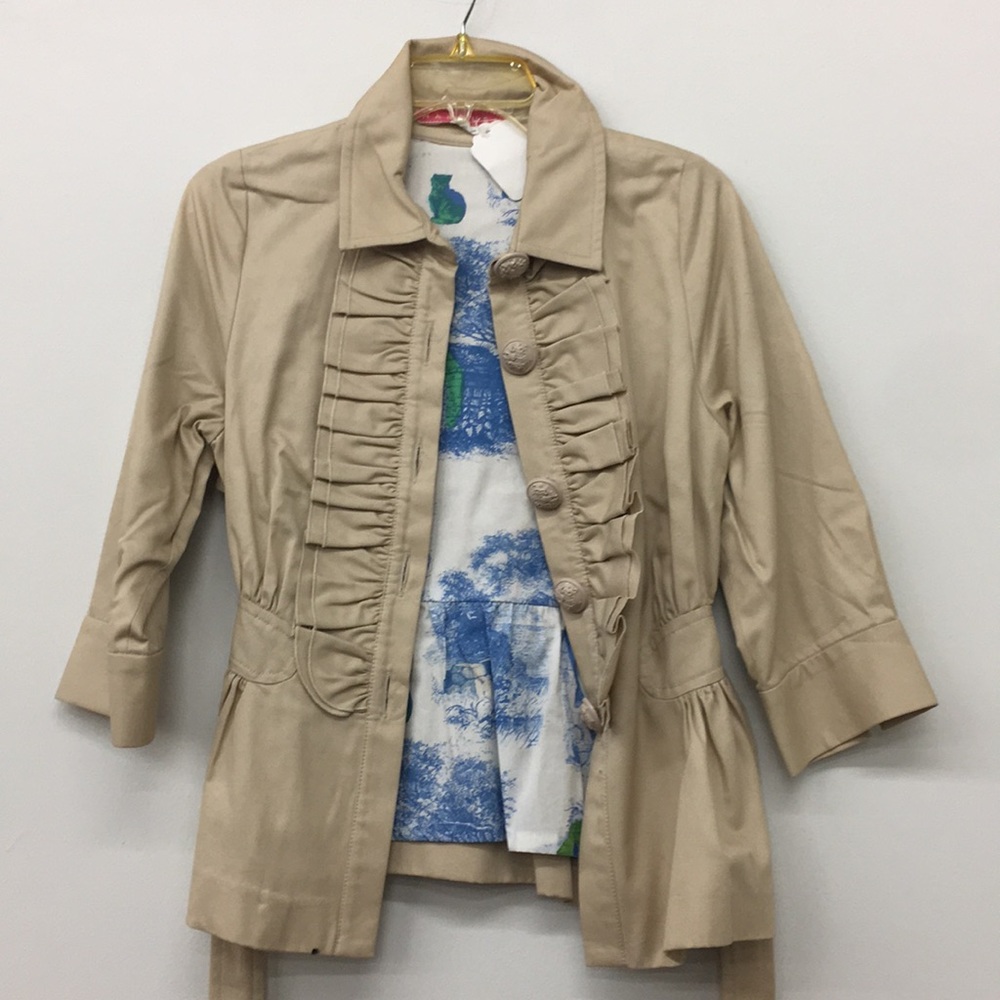 Manoush Jacket with Ruffles - Khaki